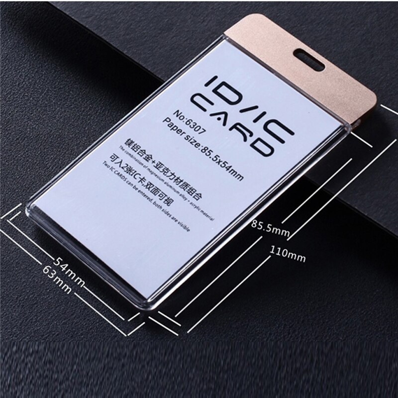 Brand Horizontal Vertica ID IC Card Case Badge Holder without Lanyard,Acrylic Transparent Card Holder with Metal Fasteners