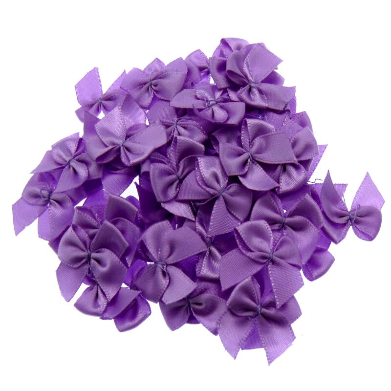 100 stks Handgemaakte Mini Satijnen Lint Bloemen Bows Lint Strik Voor Verpakking Craft Bruiloft Decoratie 3/8": purple