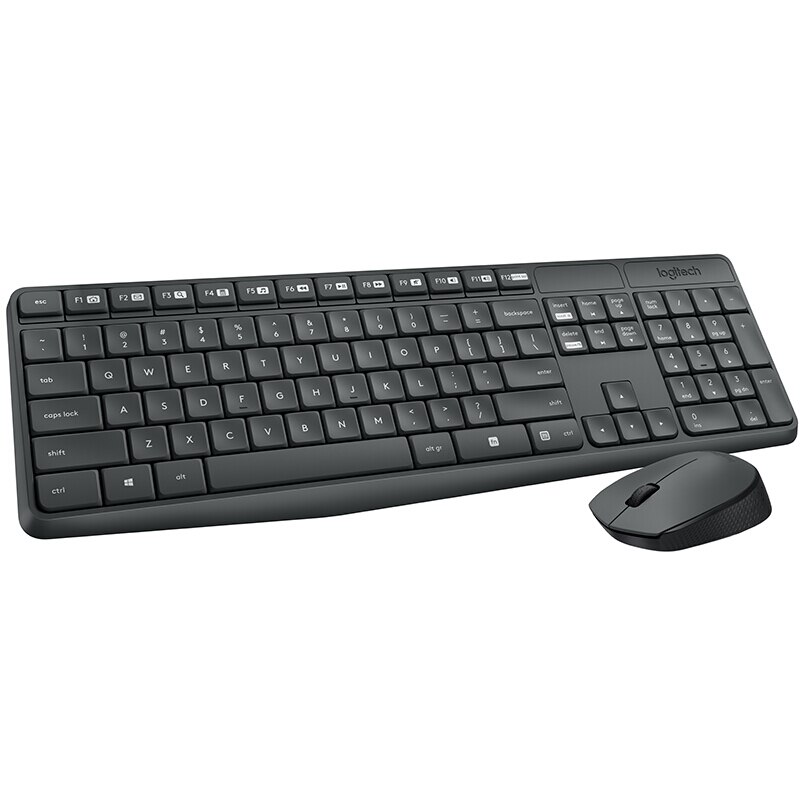 Logitech MK235 Wireless Keyboard Mouse Multimedia 2.4GHz Splash-Proof 1000dpi Micro USB Receiver Office Plug and Play