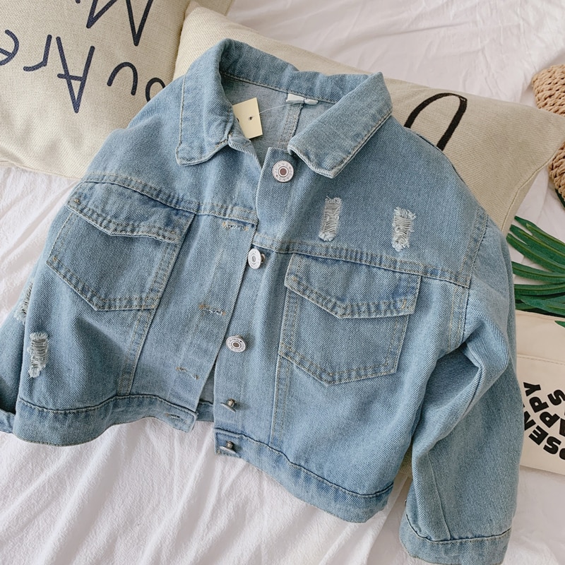 Lente Herfst Kinderen Meisjes Jas Leuke Bloem Borduren Vest Baby Meisje Denim Jassen Tops