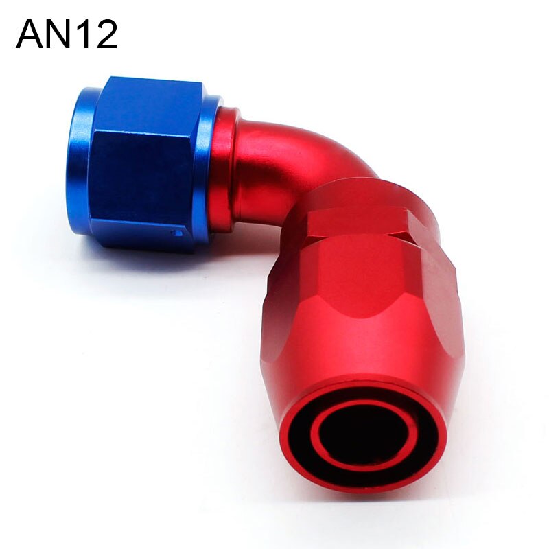 AN4 AN6 AN8 AN10 AN12 Oil Fuel Swivel Hose Anoized Aluminum Straight Elbow 45 90 180 Degree Hose End Oil Fuel Reusable Fitting: 90degree AN12