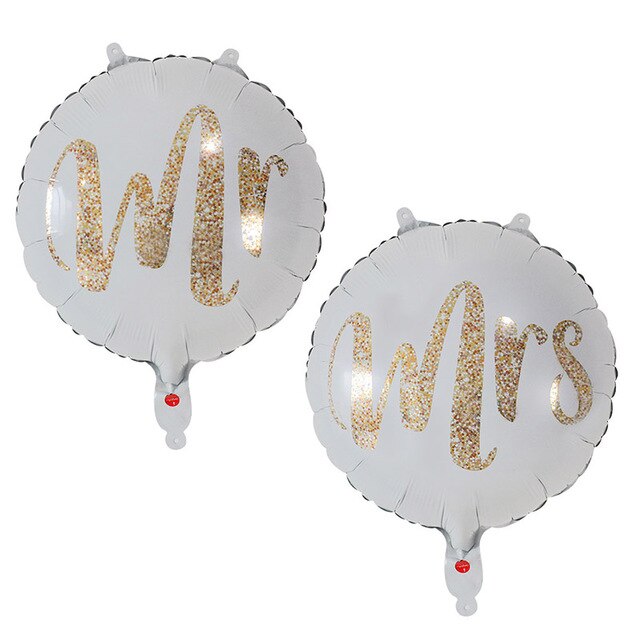 2 uds 18 pulgadas ronda oro blanco brillo impresión Sr. Y Sra. Globos de papel de aluminio de amor de la novia matrimonio decoración de la boda de Día de San Valentín suministros para eventos: Verde menta