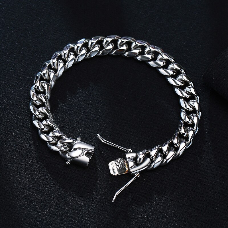 12Mm Breed Dikke Zware Cubaanse Link Armbanden Voor Mannen 7.5 -8.7 Inch Rvs Grijpende Link Armband