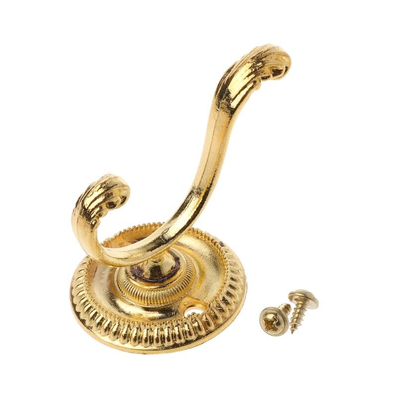 Vintage retro tøj dobbelt krog hat taske frakke arrangør vægmonterede dørbøjler: Guld