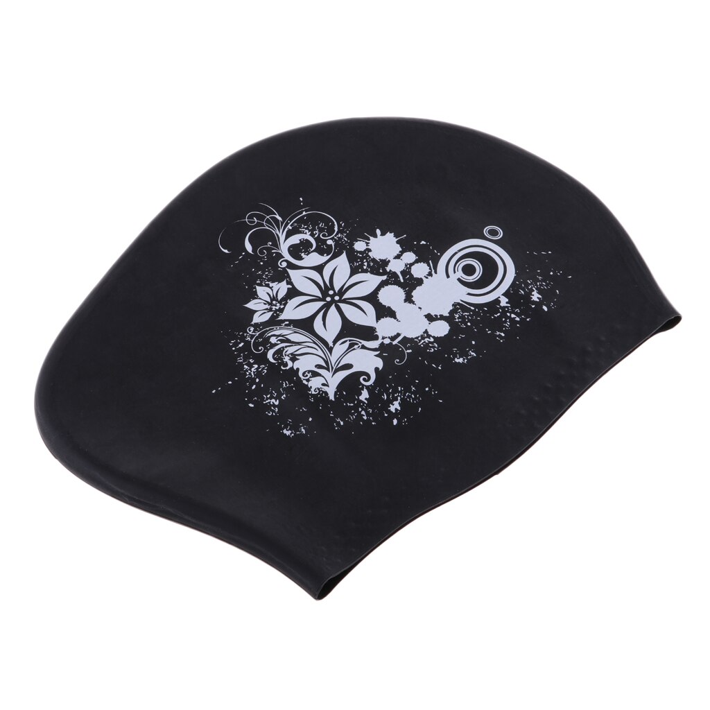 Elastic Silicone Long Hair Swimming Swimming Pool Hat for Swimmers with Long Thick Curly Hair for Women Girls Men: Black
