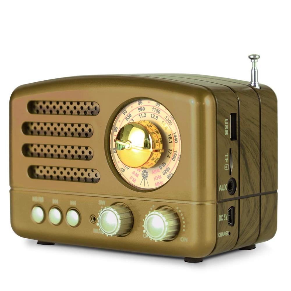 PRUNUS M-160BT Classical Retro radio FM/AM/SW USB Bluetooth radio receiver Rechargeable AUX/ TF cards MP3 stereo Speaker Radios