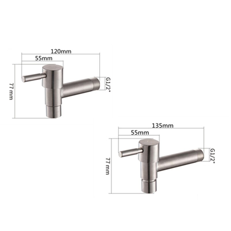 Wall Mounted 304 Stainless Steel Garden Faucet Home Single Cold Water Tap Washing Machine Sink Mop Pool Outdoor Faucet