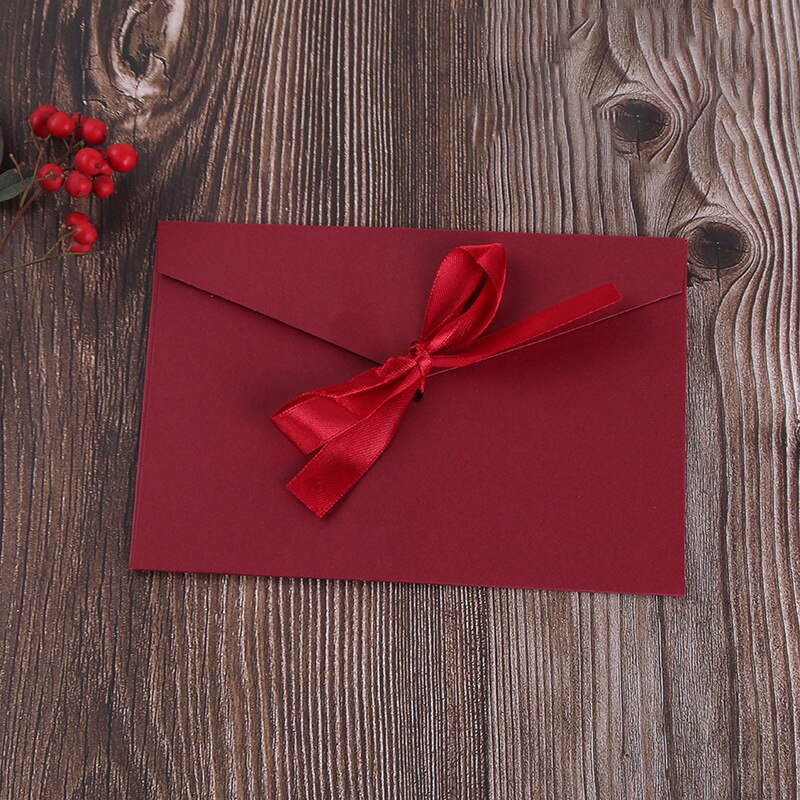Bowknot Ribbon Pearl Paper Card Envelopes Large Kraft Envelopes for Wedding Invitation Postcard Cards 1PC
