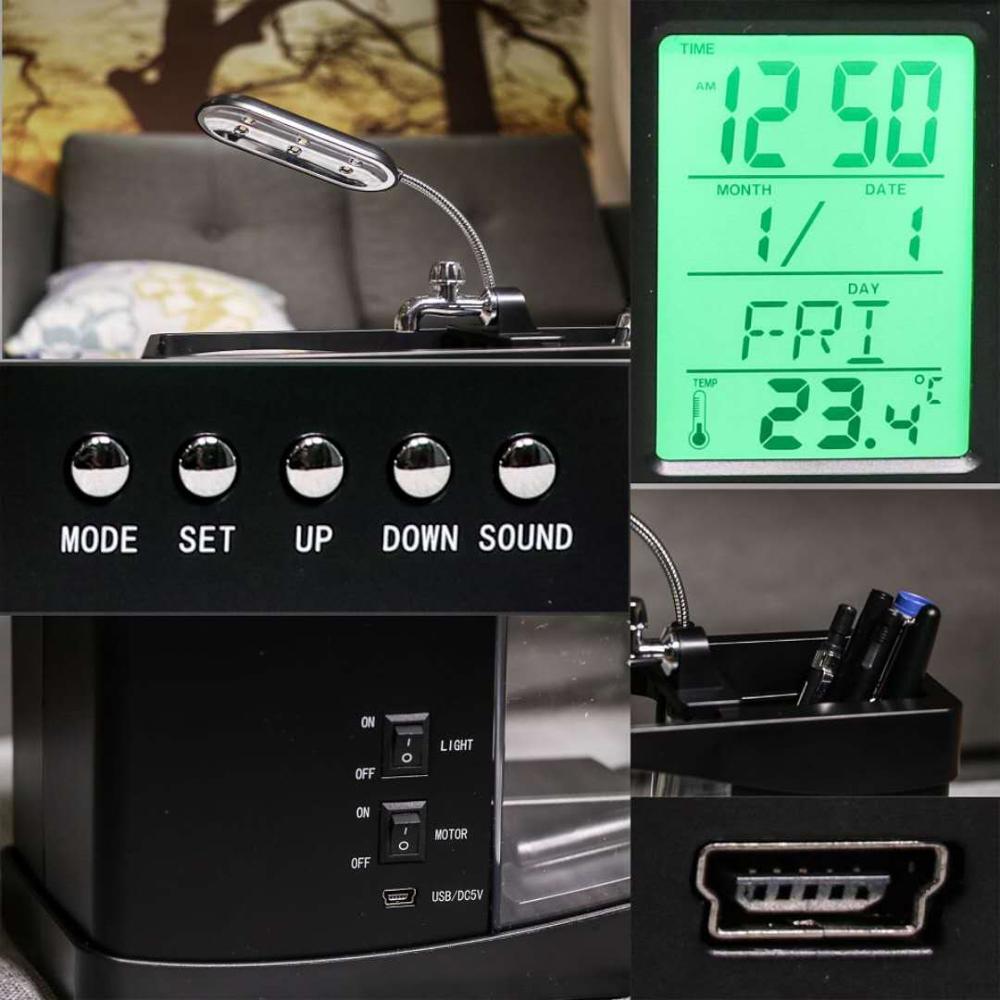 USB Home Office Desk Top Fish Tank Water Cluster Box LED Desk Lamp Underwater Gradient Dream Turtle/Pet