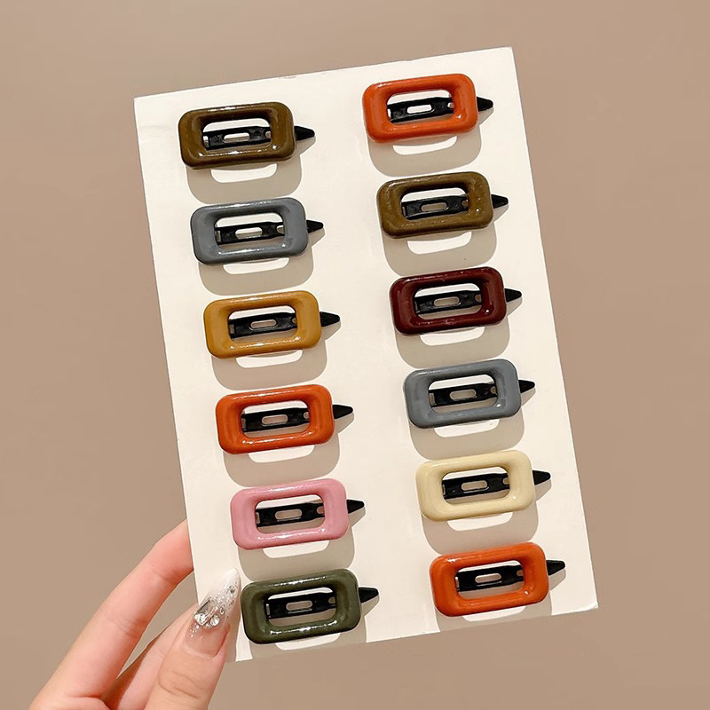 2Pcs Korean Style Hair Clips Simple All Match Light Weight Hairpin Morandi Color Square Hair Barrettes Girl Hair Accessories
