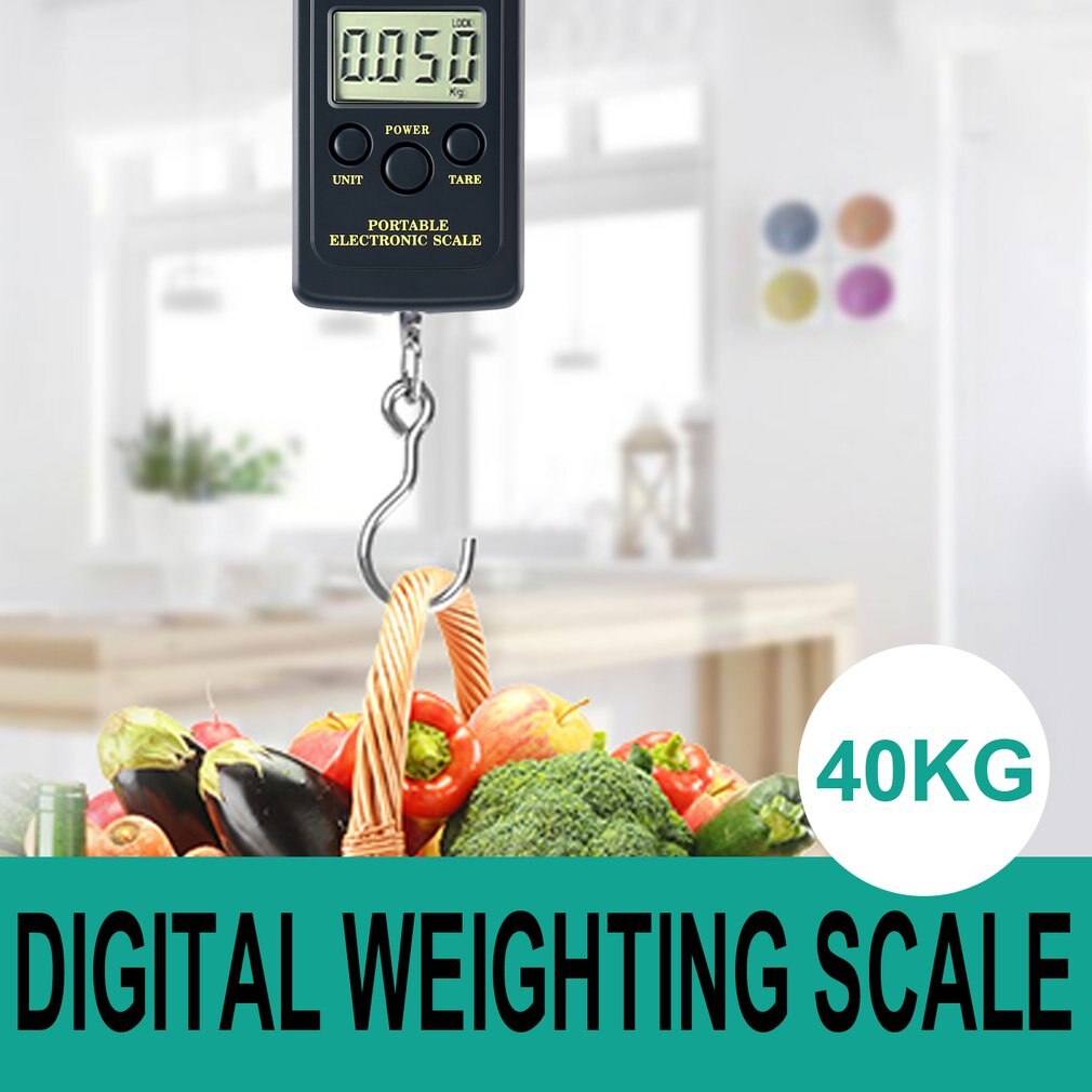 40 kg/10g Mini Digitale LCD Schaal Vissen Bagage Reizen Weegschalen Opknoping Elektronische Haak Weegschalen Draagbare Weegschaal tool