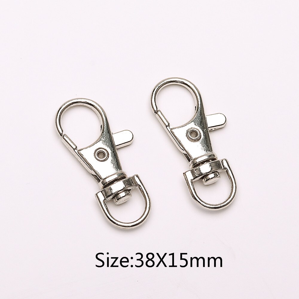 10Pcs Kleur Verf Bakken Sleutelhangers Sleutelhanger Sleutelhanger Voorjaar Gesp 8 Woord Gesp Garnalen Gesp Zak Gesp Sieraden accessoires: Rhodium