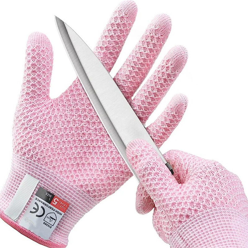 Skärskyddshandskar med pekskärm, skärskyddshandskar för kök, slakt av livsmedel och fiskavlivning: Rosa
