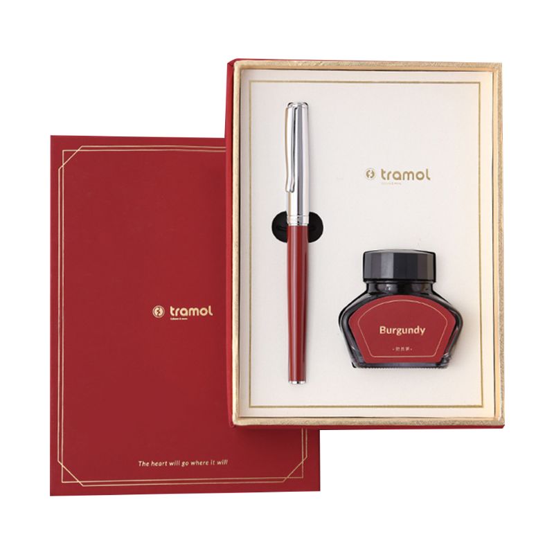 Vintage Business Fountain Pen Signature Calligraphy with Ink Pen Holder Box: Light Grey