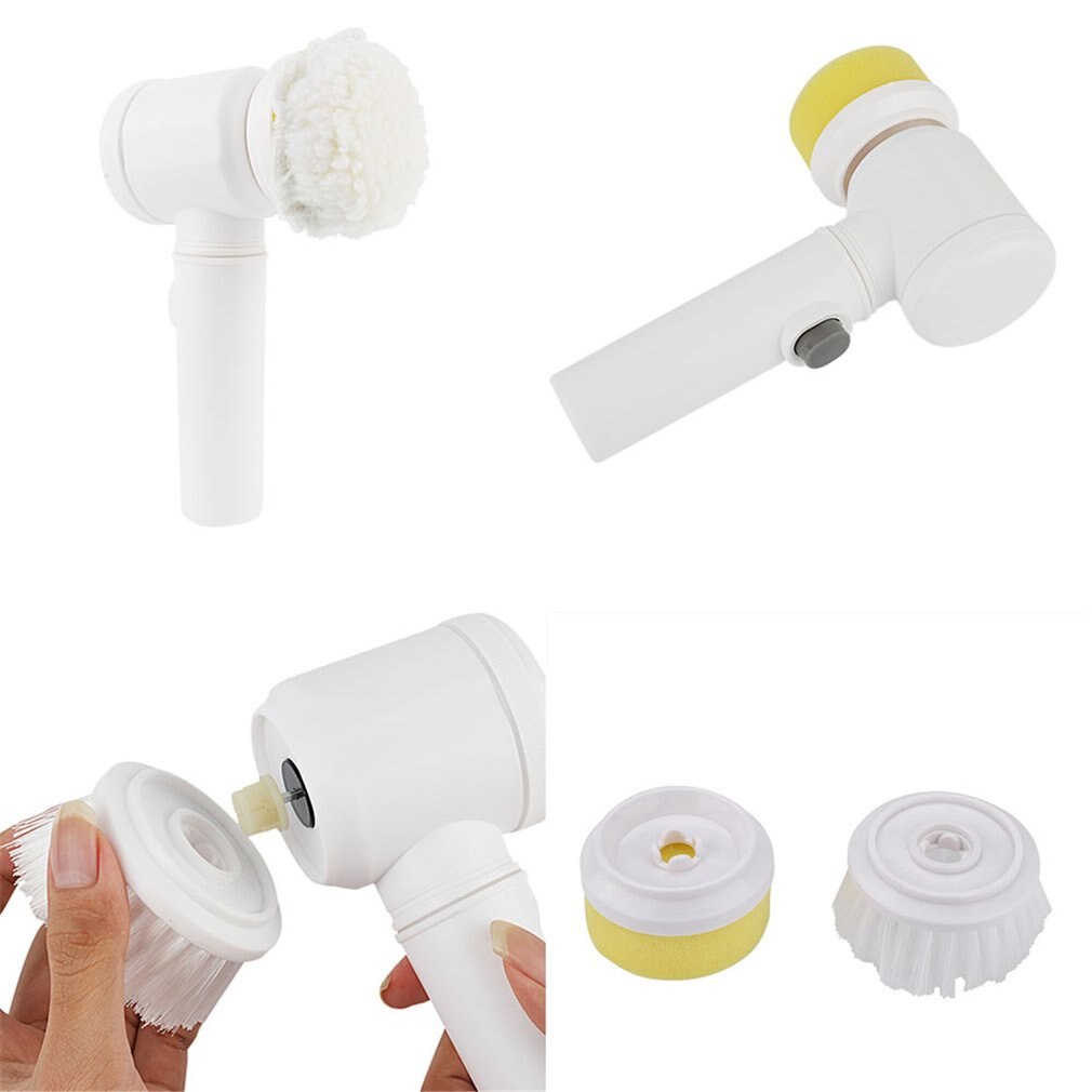 Brosse de nettoyage électrique à main 5 en 1 | Brosse pour salle de bains, baignoire brosses, brosse de lavage de cuisine, outils de nettoyage à domicile