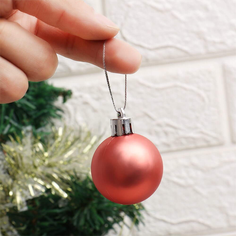 24Pcs 4cm Gold Pink Champagne Red Metallic Christmas Balls Year Christmas Tree Hanging Balls Xmas Home Decor