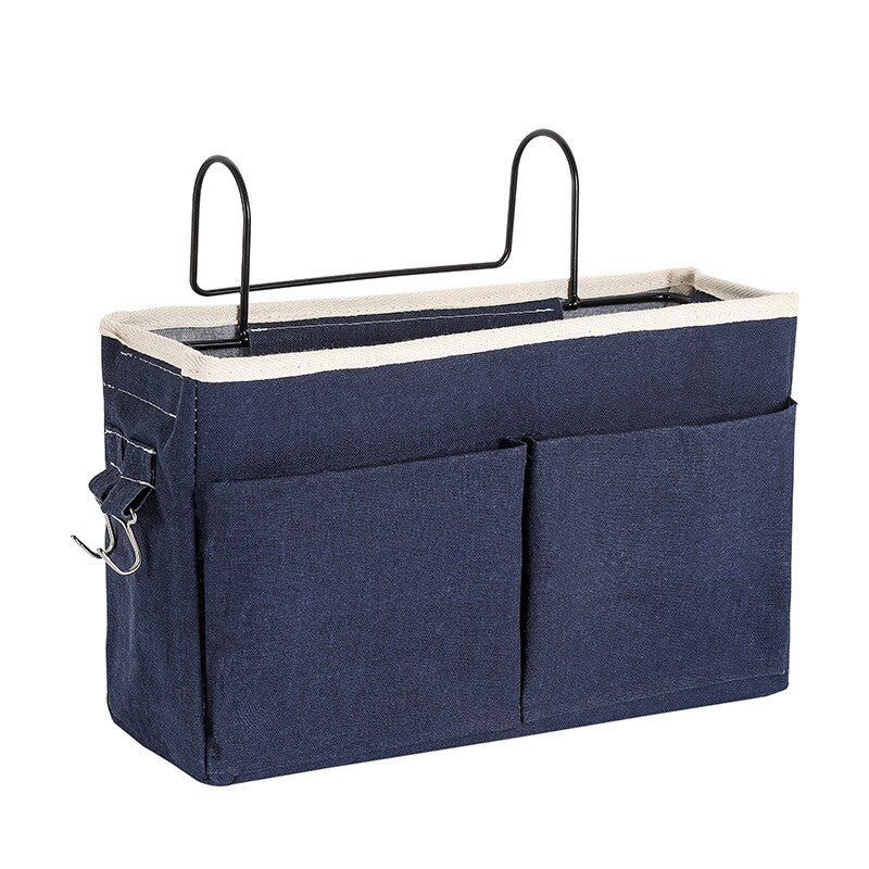 Chevet Suspendu Organisateur de Poche Sac De Rangement Organisateur de Garde-Robe Coton Chambre Salle De Bain Magazine Fourre-Tout De Stockage Organizador Pochette: Dark Blue