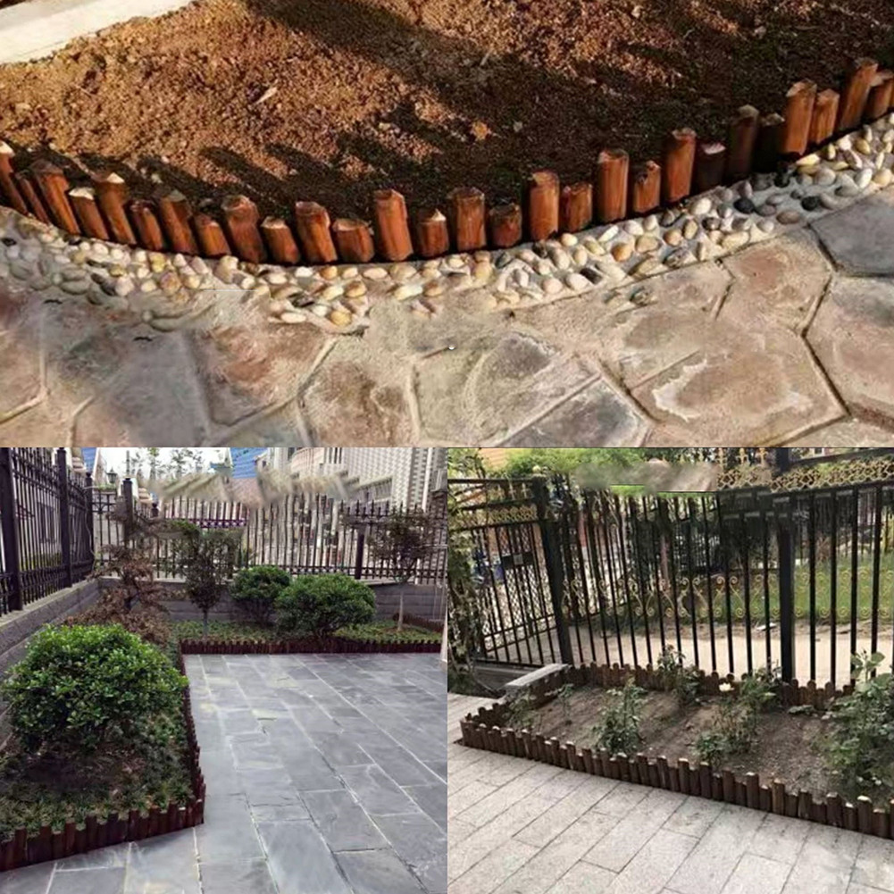 Valla enrollable de madera con pinchos, fácil de conectar, resistente a la corrosión, para camas de flores, caminos de césped inteligentes