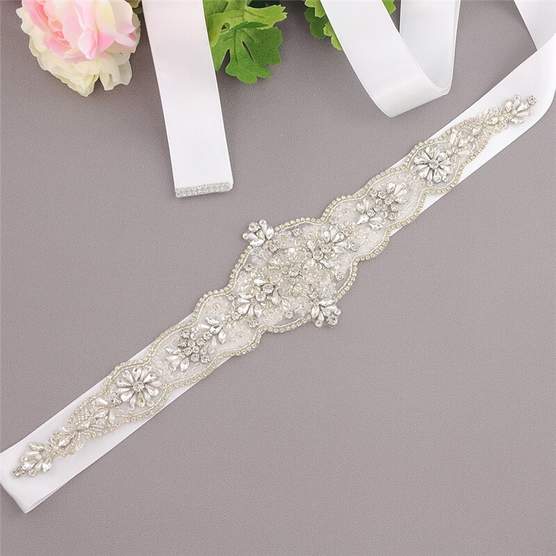 Rhionestones Braut Gürtel Hochzeit Kleid Gürtel Hochzeit Kleid Zubehör Schärpe Braut Gürtel Silber Gürtel SCS349: Weiß