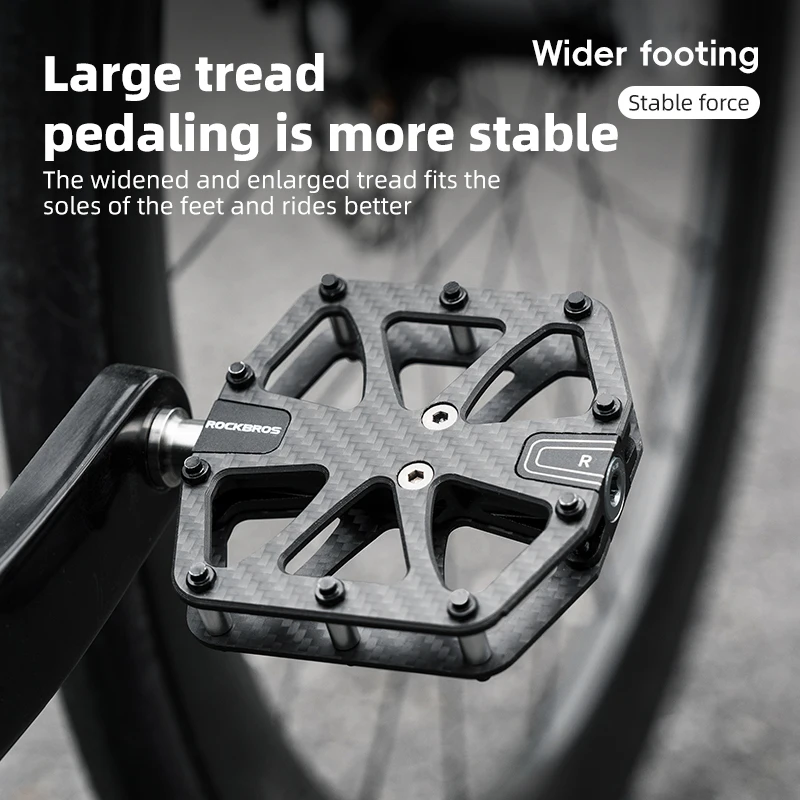 ROCKBROS Koolstofvezel Pedalen Ultralichte 3-Lager Pedalen Arbeidsbesparende Waterdichte MTB Fietspedalen Antislip Fietspedaal
