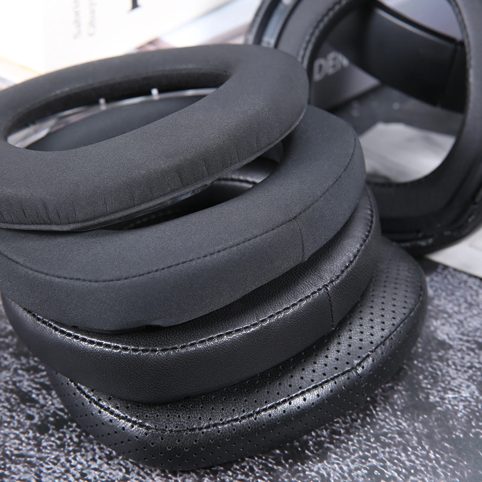 2 stk. udskiftelige ørepuder i fåreskind til sennheiser  hd800 hd800s hovedtelefoner, ørepuder, pandebåndsbetræk, pude til sennheiser  hd800s