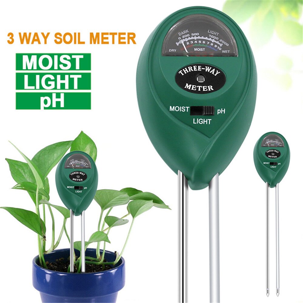 3 in 1 Soil Ph Meter Plant Flowers Soil Tester PH Moisture Meter Temperature Sunlight Intensity Measurement Analysis Acidity