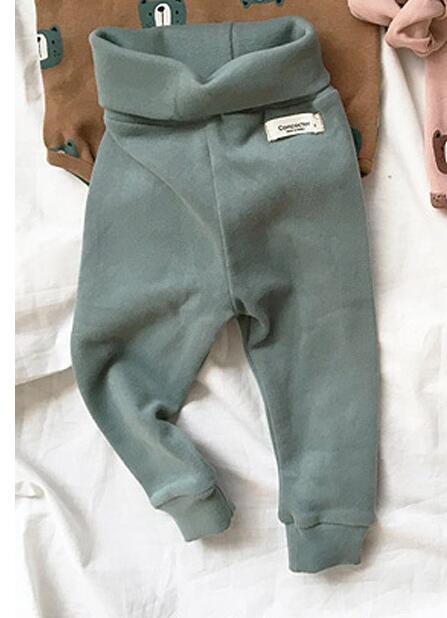 Milancel baby klædedragter høj talje baby leggings solid leggings til piger drenge tøj: Grøn / 6m