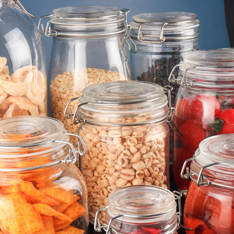 Glass Jars With Airtight Lids Mason Jars Glass Jars With Leak Proof Rubber Gasket Storage Jars With Hinged Lid for Home THIN889