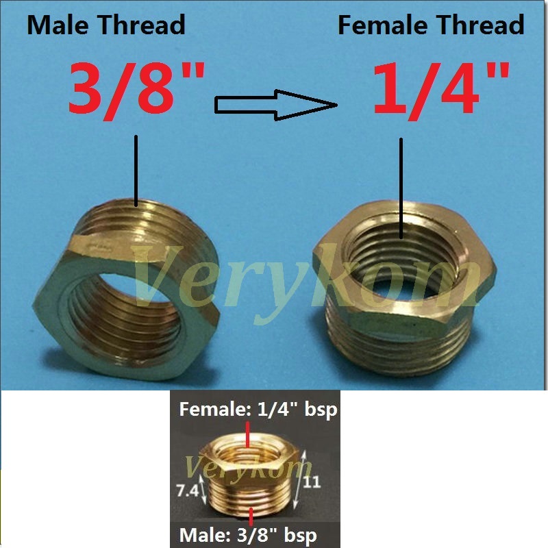 10x Verykom Pneumatische Messing Verloopstuk Fitting 3/4 "1/2" Male Naar 1/8 "3/8" 1/4 "Vrouwelijke Verminderen adapter Lucht Water Gas DN10/15/20/25: DN10-DN8