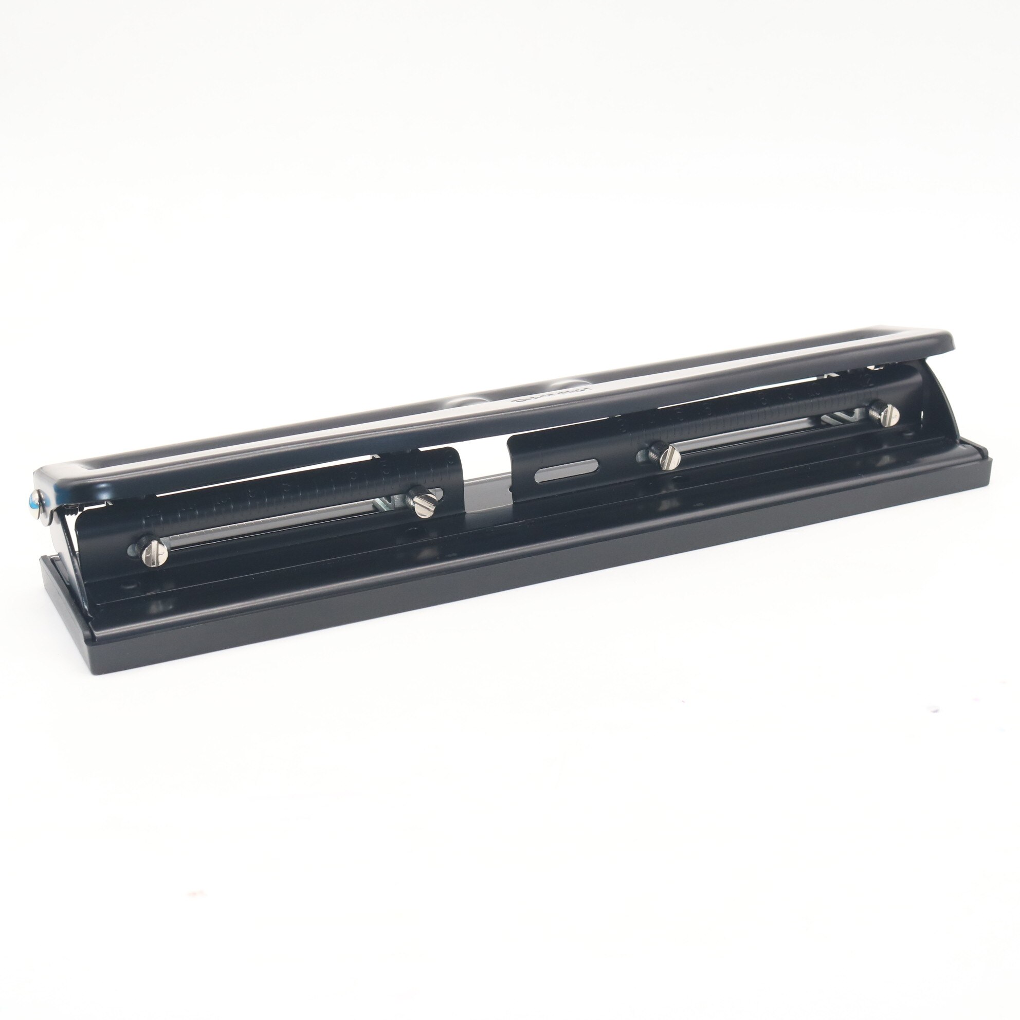 Adjustable Desktop Metal 4-Hole Punch 10 Sheet Capacity Paper Hole Puncher with Scraps Collector Reduced Effort for Office Home