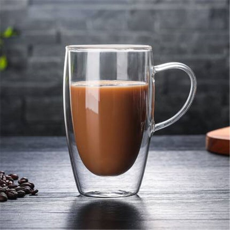 1Pcs Water Bottle Coffee Cup Heat-resistant Double Wall Glass Cup Beer Handmade Milk Lemon Juice Cup Drinkware: N 450ml