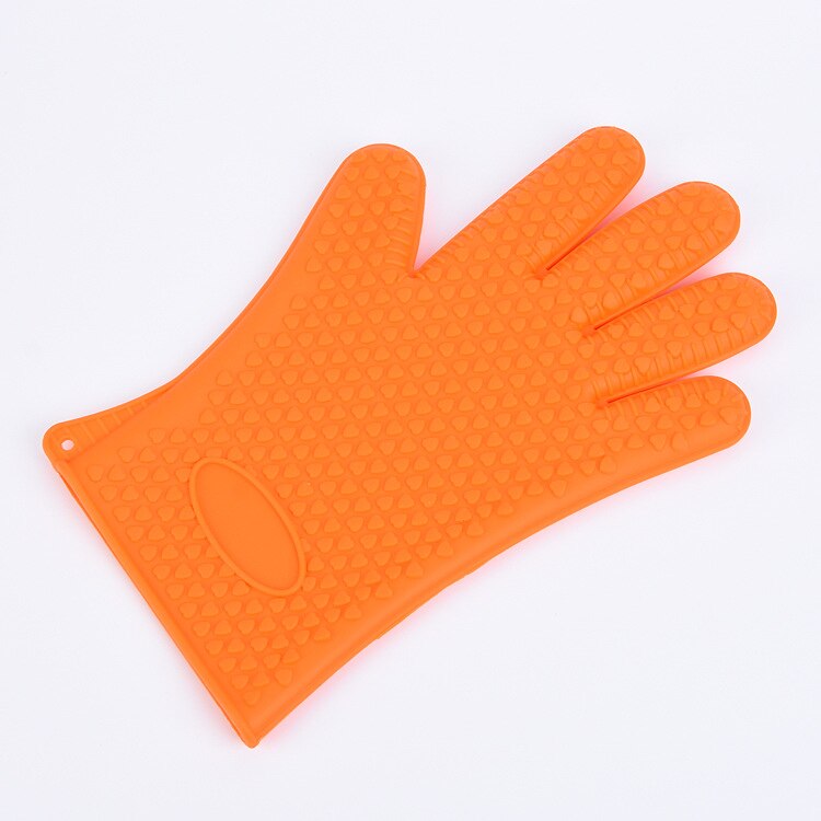 Varmebestandig silikone handske ovn grydeholder bbq madlavning værktøj bagning køkken farverige: Orange