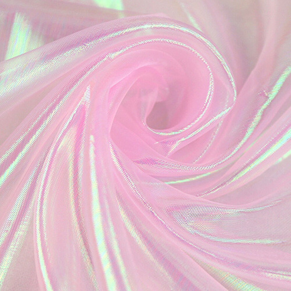 Gaze en soie colorée 1 mètre, tissu holographique Transparent pour décoration de scène et de mariage: 12