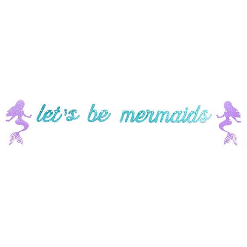 1Set Mermaid Banner DIY Kid Adult Birthday Party Decor Bunting Hanging Garland Mermaid Tail Shell Paper Flag Baby Shower Supplie: s04