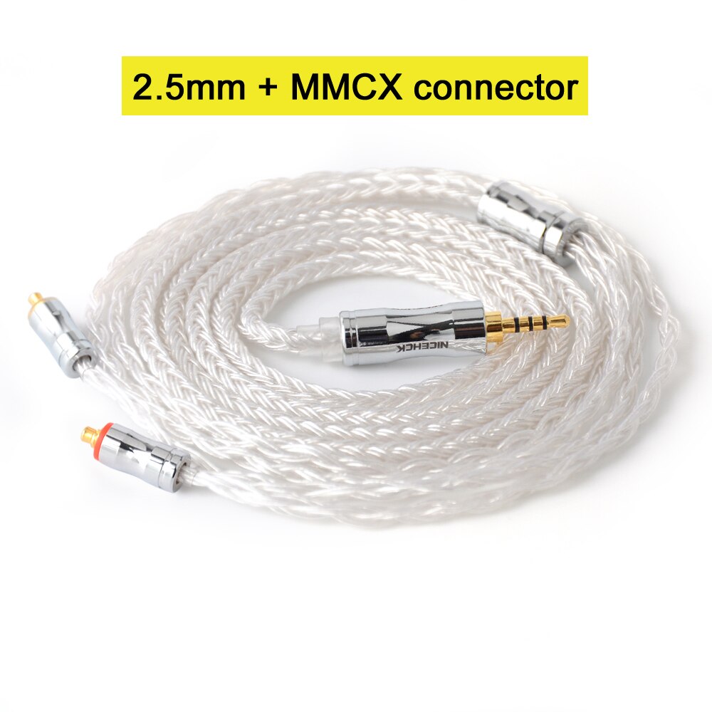 NICEHCK C16-1 16 Cores Silver Plated Cable 3.5/2.5/4.4mm Plug MMCX/2Pin/QDC/NX7 For TFZ KZCCA ZSX C12 NICEHCK NX7 PRO BL-03: 2.5mm With MMCX