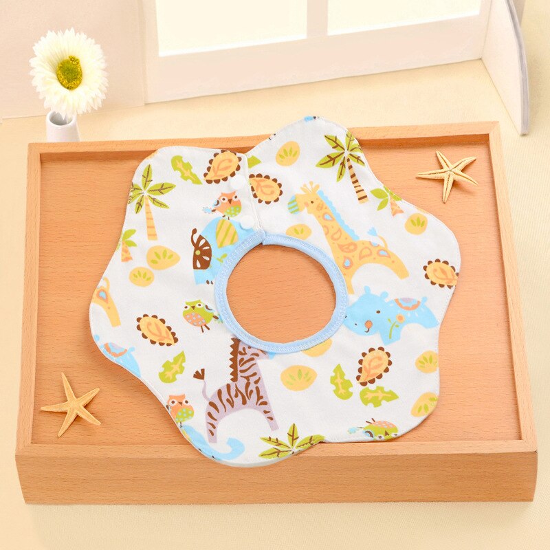 3 Layer Rotating Double Cotton Cartoon Pattern Bibs Baby Feeding Burp Cloths Lovely Flower Style Baby Waterproof Bibs: F