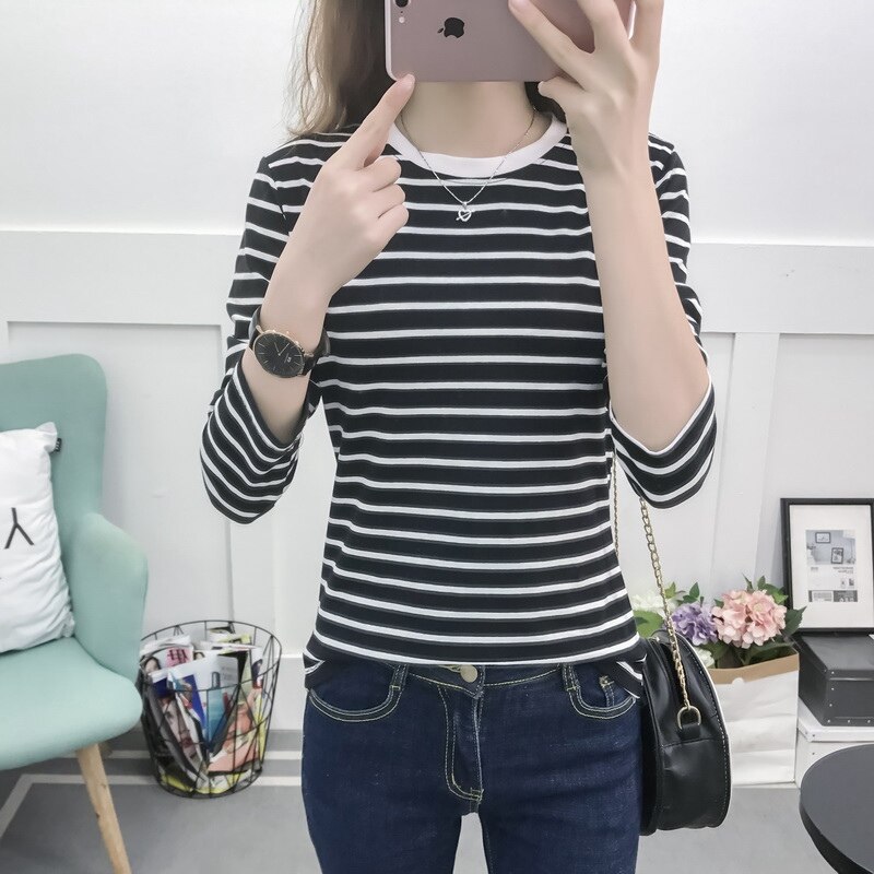 Lente Borstvoeding Kleding Ronde Hals Gestreepte Slim Dieptepunt Shirt Koreaanse Mode T-shirt