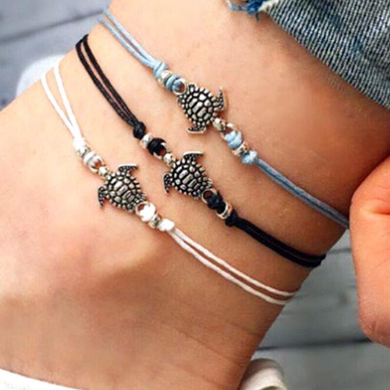Boho Style Ankle Bracelet Bohemia Sea Turtle Starfish Charms Beach Anklets For Women Handmade Leg Bracelet Foot Jewelry Anklet