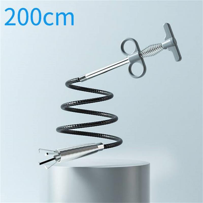 90/160/200/300cm Sewer Pipe Unblocker Snake Spring Pipe Dredging Tool Kitchen Bathroom Sewer Cleaning Tool Kitchen Accessories: B 200cm