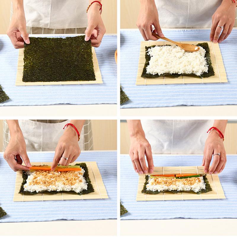 Juego de manteles de bambú enrollables para Sushi, paletas de arroz, herramientas de cocina, DIY, herramientas para hacer Sushi, accesorios, 1/3/5 Uds.