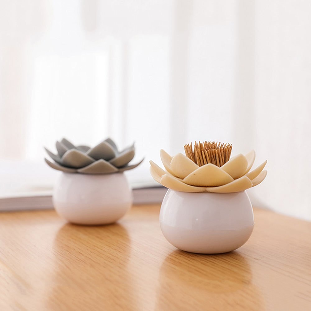 Hisopo de algodón portátil para almacenamiento de palillos de dientes, soporte de flor de loto, contenedor a prueba de polvo, organizador para el hogar, caja de Decoración de mesa