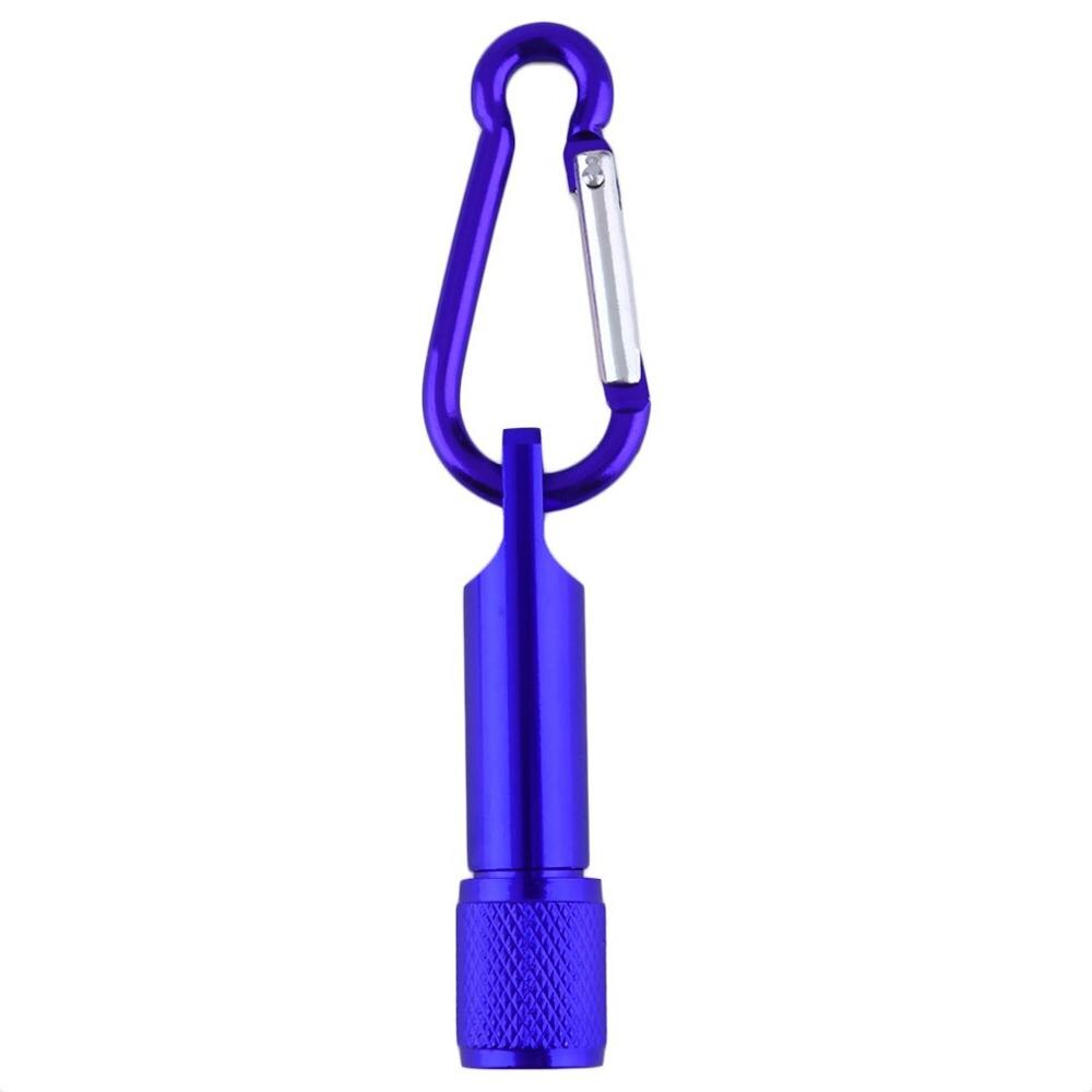 Bærbar mini lommelygte nøglering krog lampe lys lomme camping lommelygte aluminium nøglering lommelygte: Blå