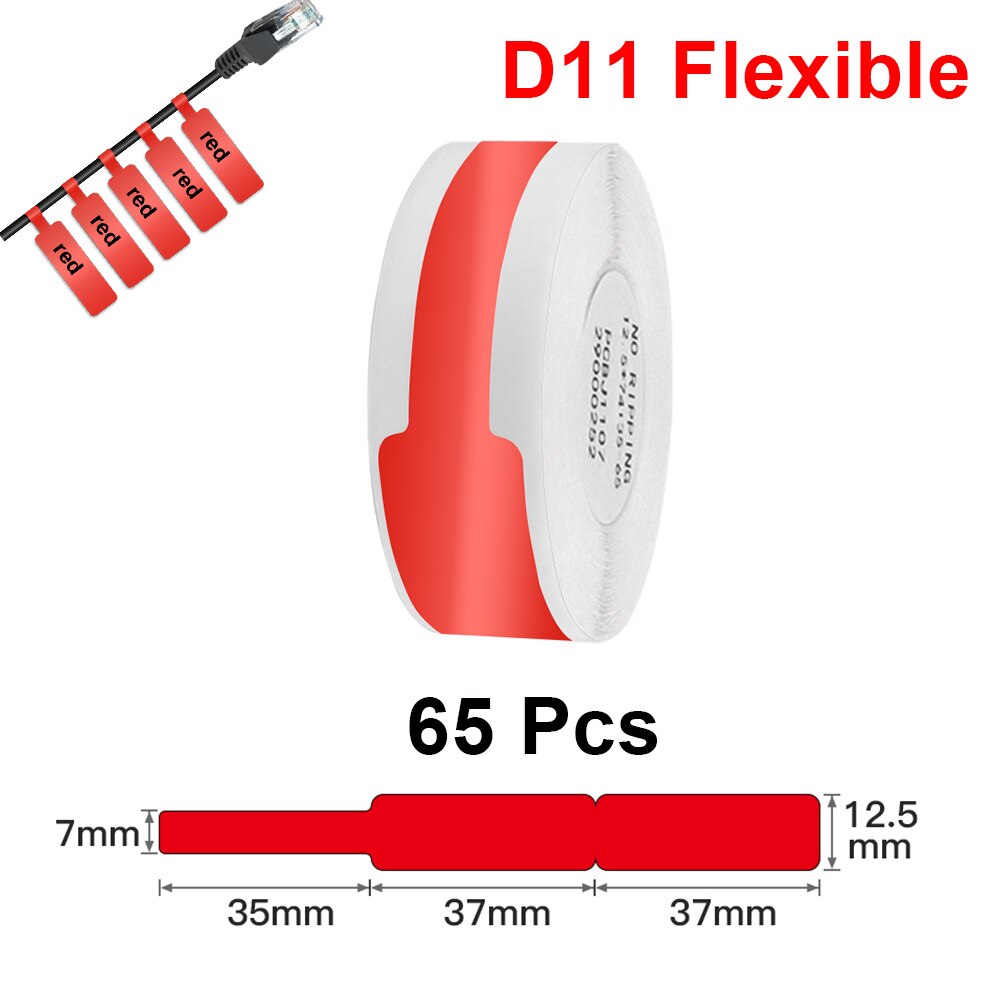 D11 elastyczny kabel papier do Niimbot D11 D110 przenośny Mini bezprzewodowa drukarka etykiet Bluetooth wodoodporny D11 etykieta druku papieru: Red Flexible