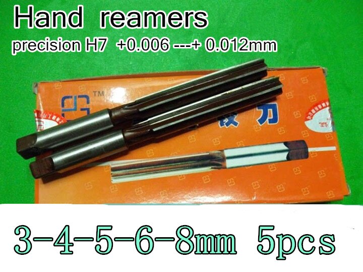 3-4-5-6-8mm 5 Stks/set Hand Ruimers Ruimen Boor De Draaibank Tool Precisie H7 + 0.006 --- 0.012 Mm