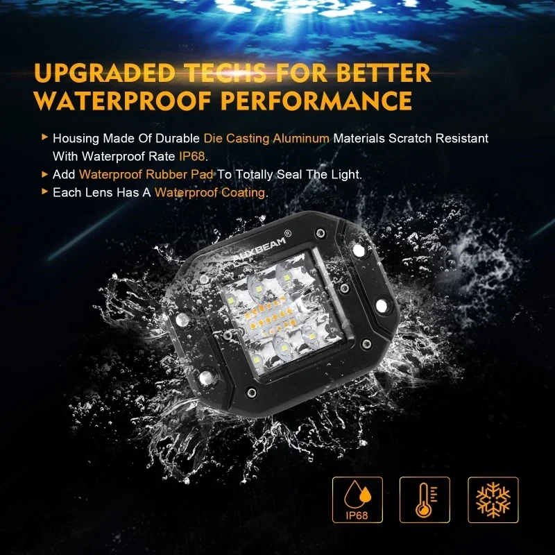 AUXBEAM Lámpara de conducción de luz de trabajo LED integrada de 5 pulgadas y 72 W con arnés para camioneta todoterreno