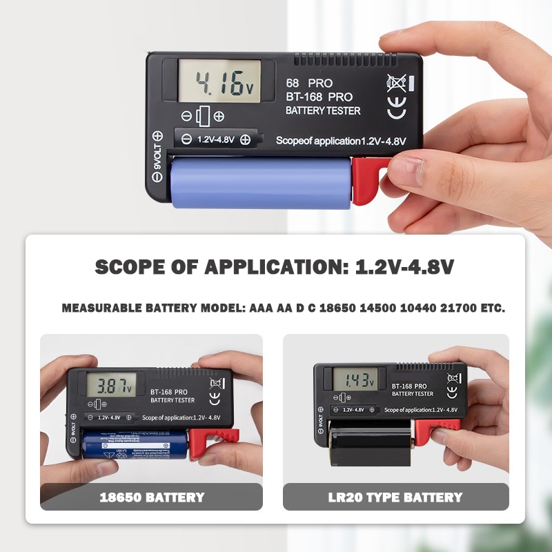 En -168- pors digital lithium batteri kapacitetstester ternet belastningsanalysator display check knap celle universal test