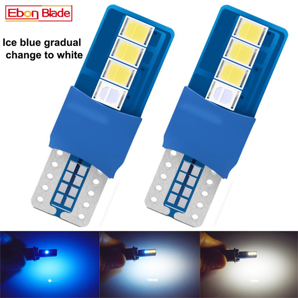 Bombilla LED T10 5W5 para coche, cambio de Color azul a blanco, W5W 194 168, luz de lectura de mapa de cúpula Interior 3030 8SMD, lámpara de estilo automático de 12V, 1 par: Cristal azul