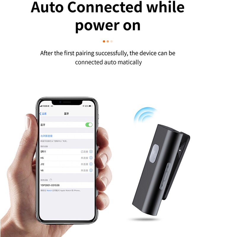 Bluetooth 5.0 audio-empfänger-adapter, tragbarer lavalier-funkempfänger mit 3.5mm aux-anschlüssen für lautsprecher und kopfhörer, unterstützt tf-karten