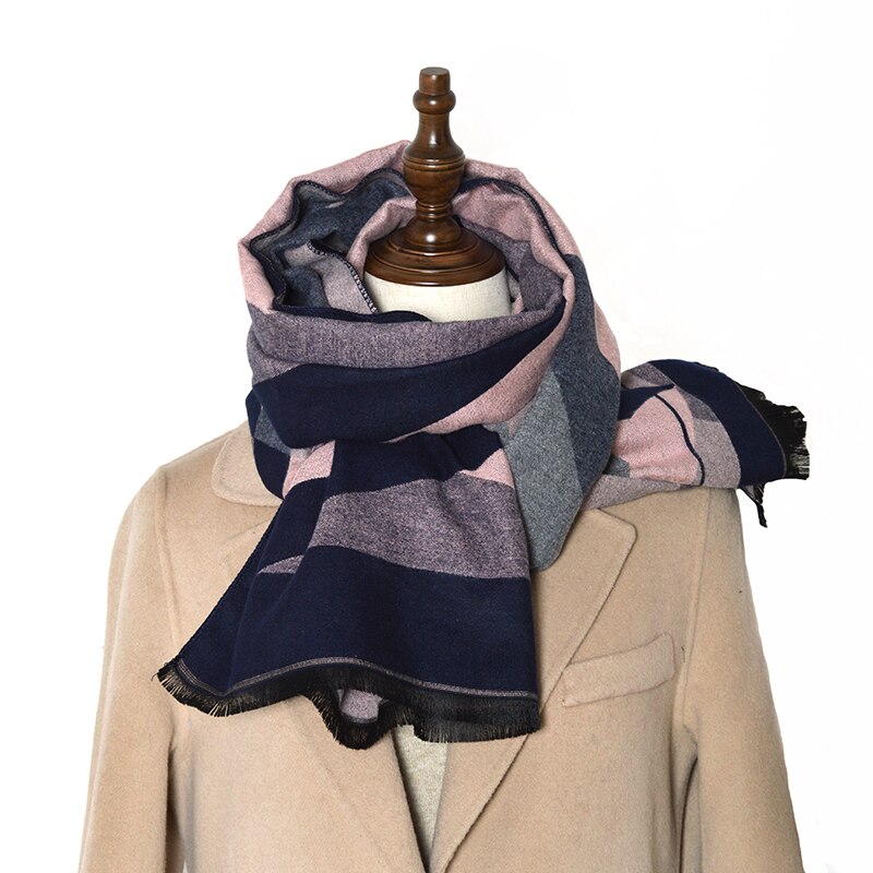Luxury brand plaid scarves cashmere shawls women winter warm plaid shawl cloak ms thick blankets tassel scarf