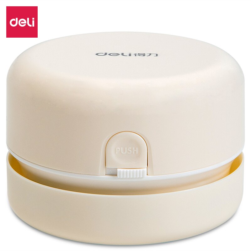 Deli USB Vacuum Cleaner Desktop Dust Keyboard Clean Home Table Sweeper Laptop Cleaner for School Classroom Office Supplies: Battery White